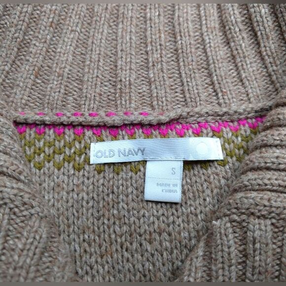 Old Navy 3/4 Sleeve Button Knit Cardigan w/ Collar, Small Taupe, fuchsia &olive - Picture 3 of 10